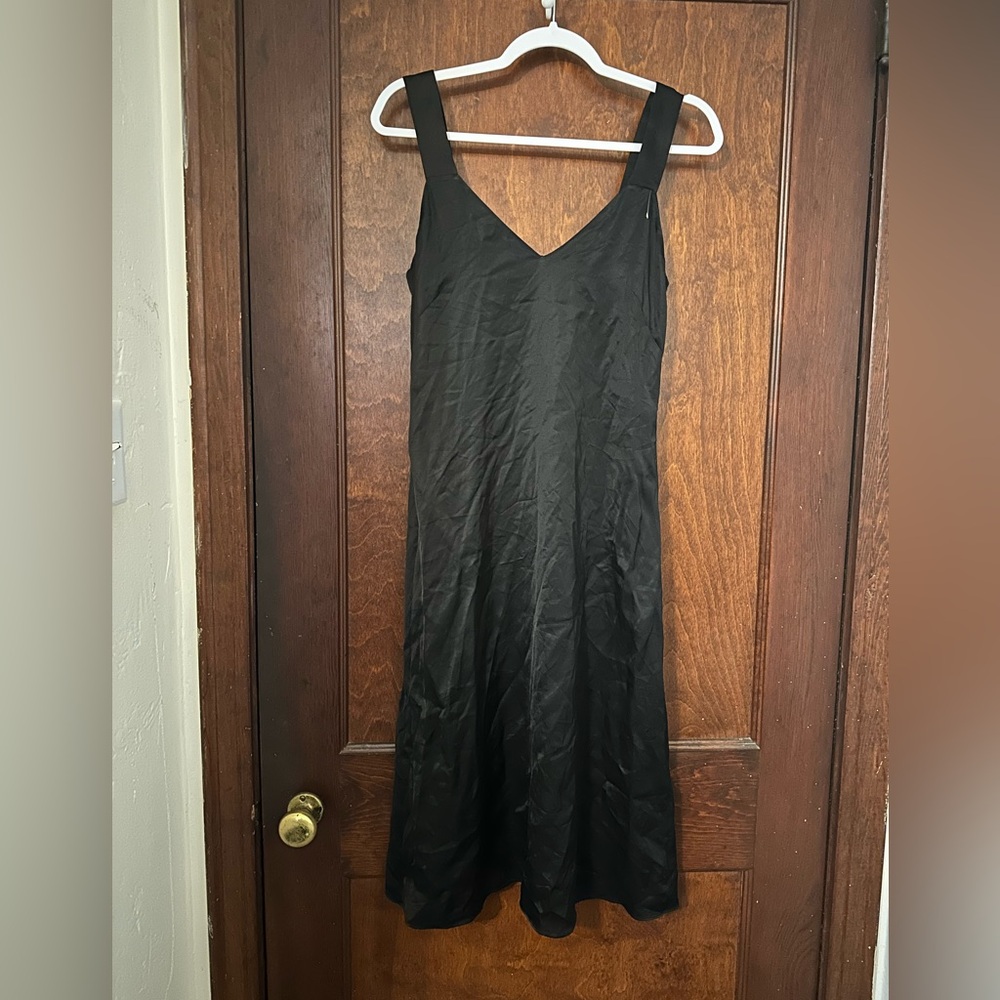 & Other Stories Black Satin Midi Dress Size 6 - Picture 2 of 5
